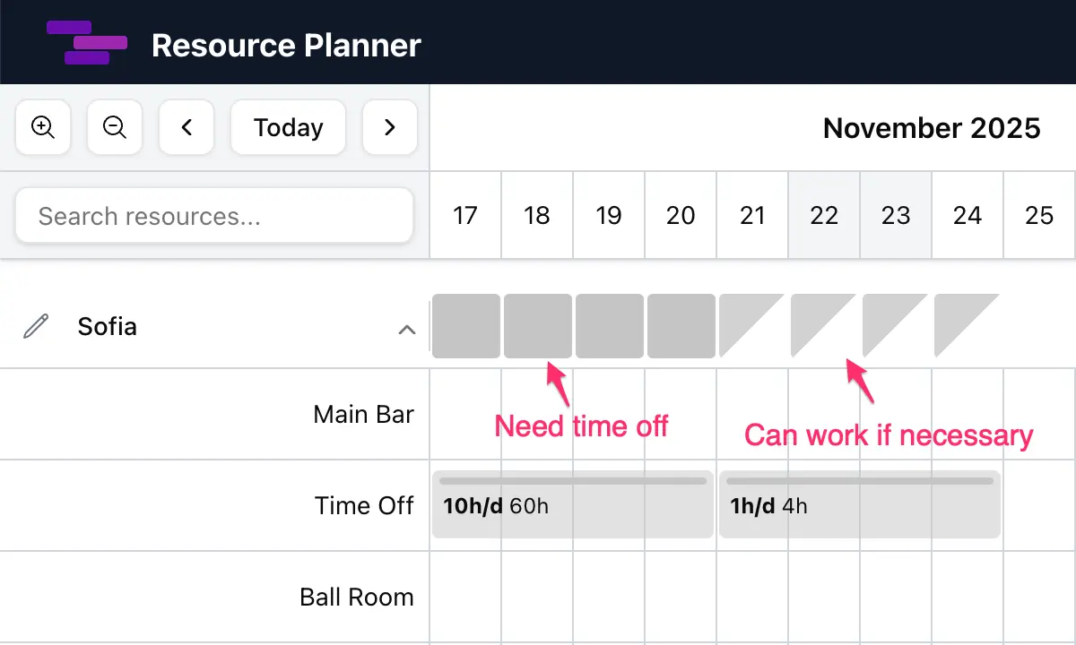Recording partial time off